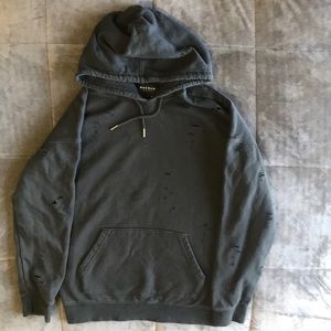 PACSUN Pre-ripped Dark Grey Sweatshirt/Hoodie